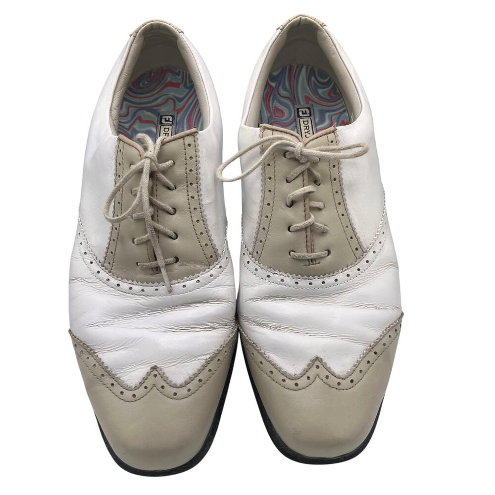 Footjoy Dryjoy Women’s Golf Shoes 9.5 Midfoot Support Tan/White Athletics